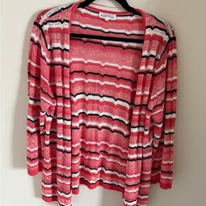 Northern Reflections Women’s Pink and Black Striped Cardigan Sweater Size XL
